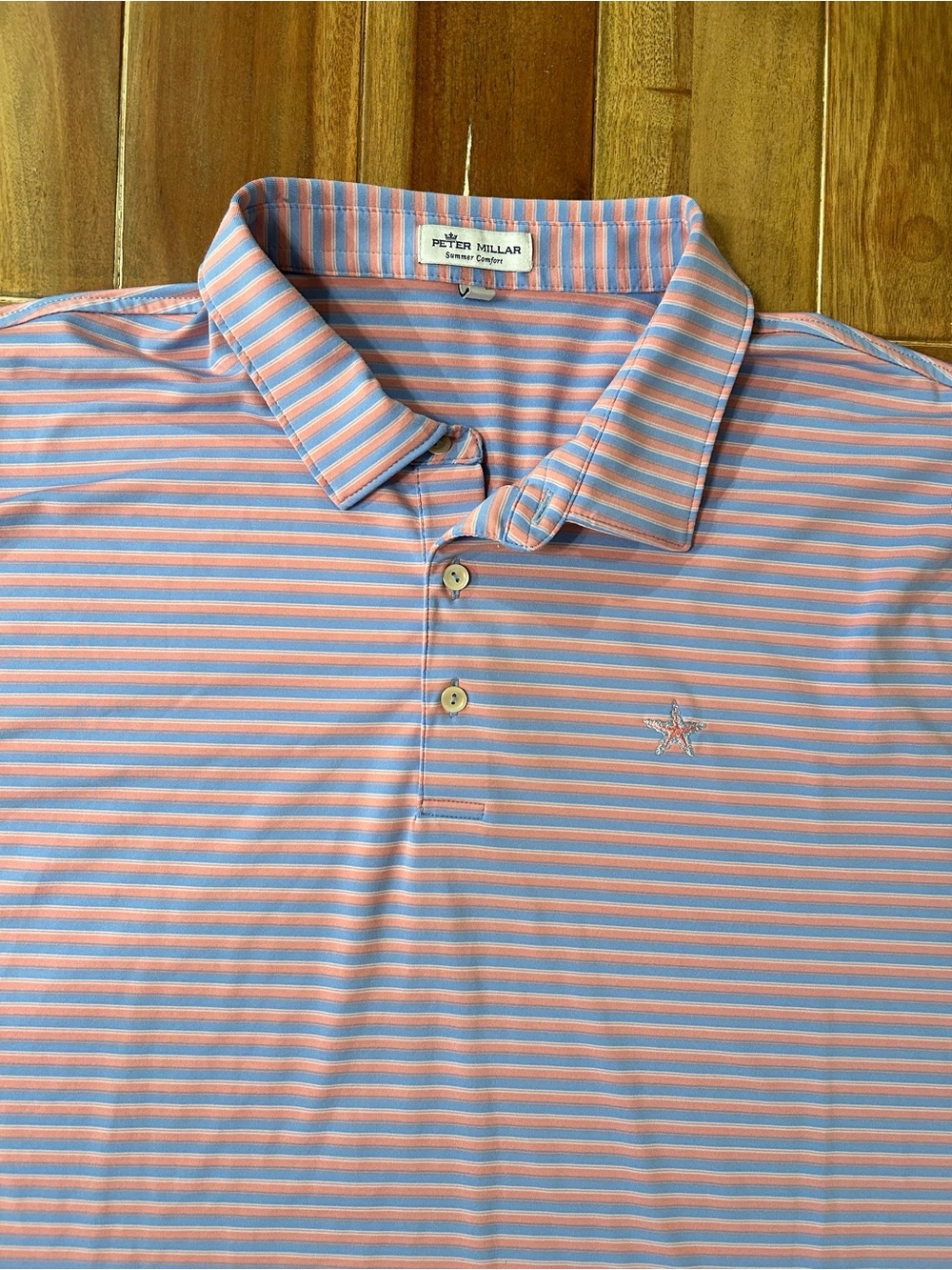 Peter Millar Men's Pink Stripe Performance Polo. XXL. - Picture 3 of 9